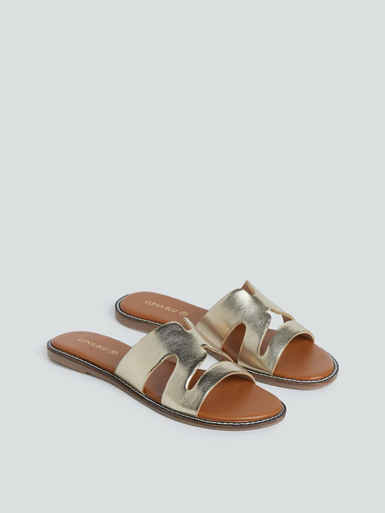 LUNA BLU Gold Cut-Out Slides